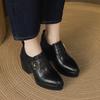 Zapatos de Salón Individuales Cómodos de Tacón Grueso de 9 cm con Plataforma, Punta Fina, Impermeables, Tacón Súper Alto, Hebilla, Piel Genuina para Mujer ~Nuevo Estilo 2026