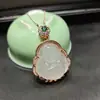Venta Directa de Fábrica colgante de calcedonia color hielo al por mayor calcedonia oro rosa 925 incrustado accesorios para collar Buda de Hielo Blanco