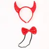 Faixa de Cabeça com Chifres de Halloween Conjunto de Tridente Faixa de Cabeça de Diabo Vermelho Adereços para Show de Máscaras Infantil e Adulto