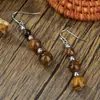 Pendientes de Gancho con Borla de Piedra Ojo de Tigre de Venta Caliente Transfronteriza para Mujeres Ins Personalizados Retro Joyería para Orejas con Cuentas de Piedra Natural Venta al por Mayor