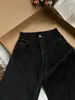 Jeans rectos de estampado de leopardo negro estilo retro americano para mujer, nueva colección primavera/otoño, de cintura alta, corte holgado, efecto adelgazante, pierna ancha, pantalones de largo hasta el suelo
