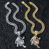 Collar con colgante de león animal personalizado de hip-hop con cadena de diamantes completa para hombre, transfronterizo europeo y americano