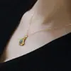 Collar de Hoja de Ginkgo para Mujer Cadena Clavicular Pequeña Fresca Simple Plata de Ley Chapado en Oro Jade Diseño de Nicho Regalo de Cumpleaños