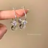 Pendientes de Aro de Cristal de Colores Frescos y Sencillos para Mujer, Pendientes de Aro Estilo Bosque Frescos y Discretos, Pendientes Largos Versátiles para Salidas