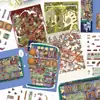 Adesivos de Paisagem em Miniatura Cena Noturna de Apartamento Retrô Desenho Animado Adesivos DIY Estilo Igual ao Xiaohongshu Adesivos de Animais para Alívio de Estresse