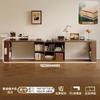Escritorio Doble de Madera Maciza Mesa de Estudio para Adultos en Casa Mesa Larga para Dormitorio Armario de Almacenamiento Mesa de Ordenador Retráctil Integrada