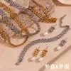 Moda Europea y Americana Nuevo Diseño de Nicho Pendientes Acero Inoxidable Chapado en Oro de 18K Cadena Tejida a Mano Pulsera Brazalete Collar