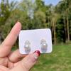 Pendientes de botón de perla de circón Super Flash nuevos de estilo coreano sencillos, pendientes de perla de corona OL de moda, pendientes de alta calidad al por mayor