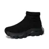 Outono e inverno novas meias plataforma sapatos voando tecido botas esportivas botas femininas plus size slip-on meias sapatos cor sólida sapatos casuais
