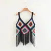 Primavera Europea y Americana Nuevo Crochet Hecho a Mano Estilo Étnico Bohemio Hueco Borla Camisola Femenina Salida de Fábrica
