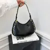 Bolso Retro Transfronterizo de Remaches de Moda para Mujer, Gran Capacidad, Elegante y Versátil, Bolso de Hombro para Viajes Diarios, Bolso Cruzado de Cadena de Nicho