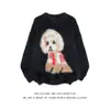 Suéter de Terciopelo Imitación de Mink, Suave, con Dibujos de Cachorros, para Hombres y Mujeres, Holgado, Cuello Redondo, Tejido Cálido para Otoño e Invierno