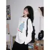 Camiseta Base de Manga Larga de Algodón Puro Casual con Estampado de Dibujos Animados Estilo Coreano para Mujer, Top de Pareja para Primavera