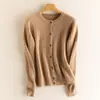 Cardigan de Punto Trenzado de Cachemira de Color Sólido, Estilo Suave y Pegajoso, para Mujer, Cuello Redondo, Tejido Holgado, Sensación de Prenda Exterior Pequeña, Top de Otoño