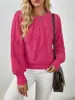Amazon Fashion Suéter de Tricô Gola Redonda para Mulheres Comércio Transfronteiriço Tricô de Ponto Torcido Cor Sólida Versátil Casual