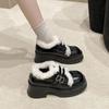 Mocasines de Moda de Alta Gama para Mujer 2025 Otoño e Invierno Nuevo Estilo Popular Aumento de Altura Ligeros Felpa Francesa Zapatos Blancos para Mujer