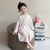 Bata de Noche para Niña Primavera y Otoño Clase a Algodón Puro Gasa Bebé Bata Larga de Baño con Lazo Verano Manga Larga Absorbente Bata de Baño Infantil