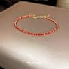 Pulsera tejida a mano con letra electrochapada en oro real Nuevo Chinoiserie Pulsera Roja de Año Nuevo Atmósfera Festiva Adornos de Mano Festivos