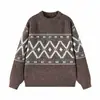 Yidao Vintage Otoño 2026 Nueva Colección: Suéter Tejido Retro con Patrón de Diamantes, Corte Holgado y Relajado, Estilo Pulóver, para Hombre