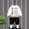 1489 Conjunto de Moletom Infantil Primavera e Outono Calça Cargo Infantil Suéter Elegante para Bebê Manga Longa Roupas Novas da Moda