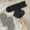 Meias de Cor Sólida com Dupla Babado para Mulheres, Meias de Cano Médio, Estilo Coreano para Primavera e Outono, Meias Slouch Tendência Japonesa Retrô para Mulheres