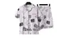 Pijama de Verano Fino de Manga Corta para Hombre, Cárdigan, Diseño de Dibujos Animados Tallas Grandes, Conjunto Casual de Ropa de Casa Juvenil para Hombre