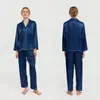 Pijama de Seda para Mulheres de Comércio Exterior, Elegante de Verão Conjunto de Calça Longa 100% Seda de Amora, Pijama de Manga Longa, Roupa de Dormir da Moda para Mulheres