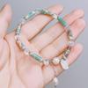 Pulsera Exquisita de Piedra Shoushan para Estudiantes para Mujer Plata Rota Dos Cuentas Artísticas Simples Retro Pulsera de Cuentas
