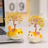 Amatista Rosa Natural Cristal Amarillo Árbol del Dinero Gato de la Suerte Adorno Escritorio de Oficina Entrada Árbol del Dinero Regalo de Escritorio