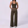 Calça pantalona esportiva casual transfronteiriça de alta elasticidade para levantar o bumbum, para mulheres, com toque nude, decote halter, adequada para corrida e fitness, pode ser usada como roupa externa, com um conjunto de alças