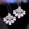Brincos Coloridos de Pedra Preciosa em Forma de Leque para Indústria Pesada Zircônia Multicolor Vintage Lindos Ornamentos de Orelha Toque de Luxo Leve Acessórios para Vestido de Banquete Mulheres
