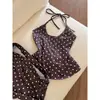 Camisón de Lunares con Cuello Halter Estilo Chica Picante Estilo Americano para Mujer, Nuevo Conjunto de Shorts Casuales de Cintura Alta 2026