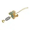 [Nuevo Producto para el Festival de Mediados de Otoño] Bolsita Serie Verde Xinyou con Bordado Estilo Tradicional, Colgante de Puerta Festivo con Materiales Florales