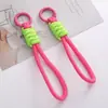 Chaveiro com Padrão de Liga de Poliéster Espesso e Nós, Argola de Chaveiro, Pingente de Chaveiro DIY Feito à Mão, Acessórios de Joalheria