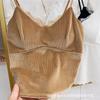 Camisola de terciopelo dorado con encaje de pestañas para mujer, ropa interior de otoño, sujetador adelgazante de una pieza, top de espalda descubierta de belleza para mujer