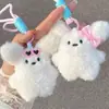 Livro Vermelho Pequeno Coelho de Pelúcia Fofo Pingente de Laço Boneca Desenho Animado Menina Mochila Pendurado Óculos de Sol Pingente de Coelho