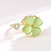 Anillo Rotatorio de Ojo de Gato Verde de Cuatro Hojas Estilo Nuevo Europeo y Americano para Mujer Estilo ins Anillo de Apertura de Moda Versátil