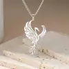 Colar com Pingente de Charme Bonito Fênix Aço Inoxidável Punk Estilo Ágata Cristal Anjo Pássaro de Fogo Joia para Mulheres