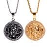 Haiteng joias atacado europeu e americano retrô aço inoxidável mito grego cobra feminina Medusa diamante titânio aço pingente joias