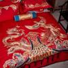 2025 Nuevo Estilo Bordado de Gama Alta Estilo Chino Algodón 100 Hilos Satén Jacquard Serie de Boda Conjunto de Varias Piezas
