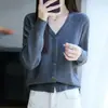 Cardigan de Tricô Novo Estilo Coreano com Decote em V para Mulheres, Outono/Inverno 2026, Suéter Solto e Casual, Casaco Feminino, Atacado de Comércio Exterior