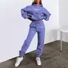 26 Europa Amazon Más Vendido Ropa de Mujer Sudadera con Capucha Estampado de Letras Moda Casual Forro Polar Conjunto de Pantalones Largos
