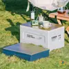 Caja de Almacenamiento para Camping al Aire Libre con Apertura Lateral, Tapa de Madera, Caja Plegable, Caja de Almacenamiento para Maletero de Coche, Almacenamiento de Plástico