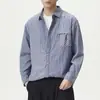 Camisa de Manga Larga a Rayas de Contraste Retro Simple Chaqueta para Hombre 2026 Nuevo Otoño Casual Talla Grande Camisa Cárdigan