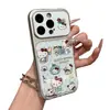 Capa de Celular Suporte Gato Laço Compatível com iPhone 16 Pro Max Capa de Celular Apple 17 Capa de Transformação Instantânea Galvanizada