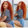 Peluca de Comercio Exterior Moda Europea y Americana Naranja Rizo Pequeño Rizo de Acero Cabello Rizado Peluca África Caliente Encaje Frontal Cobertura Completa de Cabeza