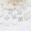 Conector de flor de quatro folhas de cobre puro para joias faça você mesmo, galvanizado, ouro 14k, pequenos acessórios para pendurar joias