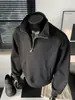 Sudadera con capucha americana de media cremallera y cuello alto para hombre 2026 Nuevo Otoño Invierno Estilo Perezoso Holgado Top Casual Holgado Chaqueta