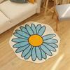Silla de Maquillaje Redonda Estilo Ins Cesta Colgante de Mimbre Cojín para Mecedora Sillón Reclinable de Dormitorio Felpudo Mesa de Tocador Decoración Floral para el Hogar