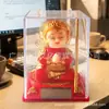 Mini 2 pulgadas Versión Q Sun Wukong Mono que Asiente Automáticamente Alimentado por Energía Solar Rey Mono Adorno de Escritorio que Trae Fortuna Decoración del Hogar